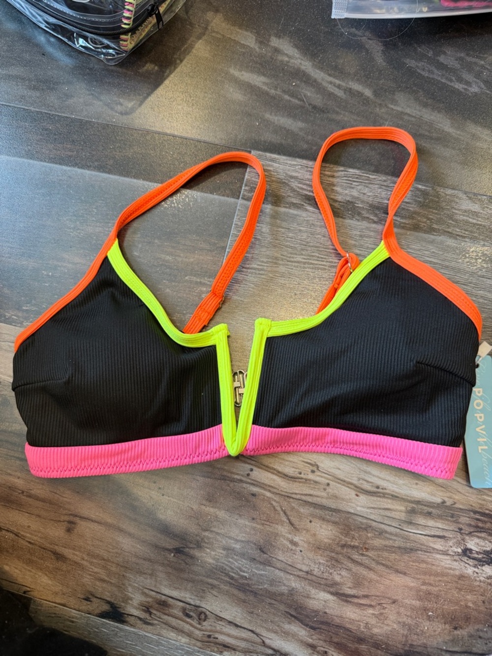 Popvil Original Fit V-Wire Color Block Bikini Top